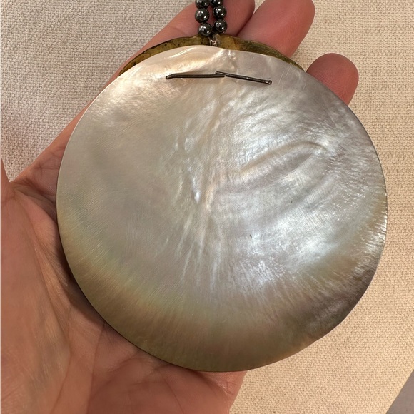 Gorgeous artisan abalone shell and brass manatee necklace - Picture 10 of 10